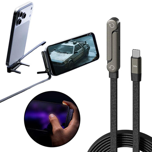 Foldable Charging Cable Stand – 2-in-1 Fast Charge Phone & Tablet Holder